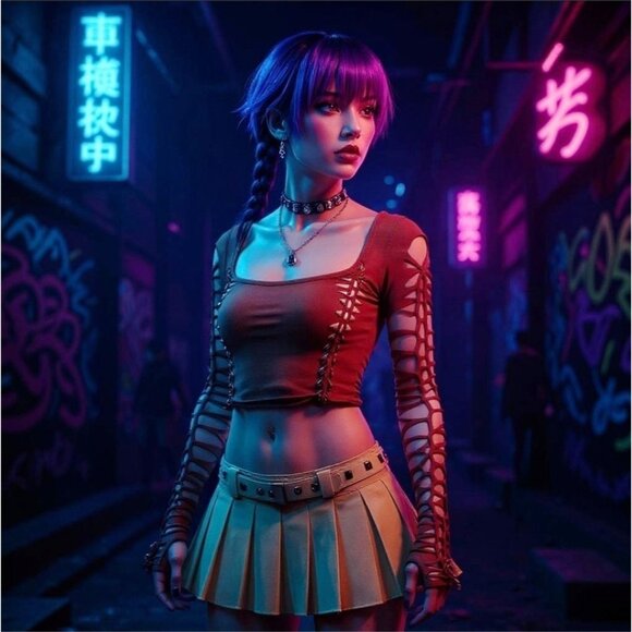 Current Mood Earth Brown Slashed Long Sleeve Crop Top XS - Picture 3 of 9